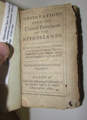 Robert TEMPLE Observations Upon The UNITED PROVINCES OF THE NETHERLANDS 1680 - Imagen 2 de 2