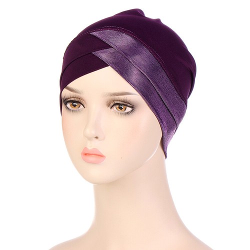 Womens Hair Loss Scarf Cancer Chemo Cap Muslim Turban Hat Hijab Cross Head Wrap- - Picture 17 of 19