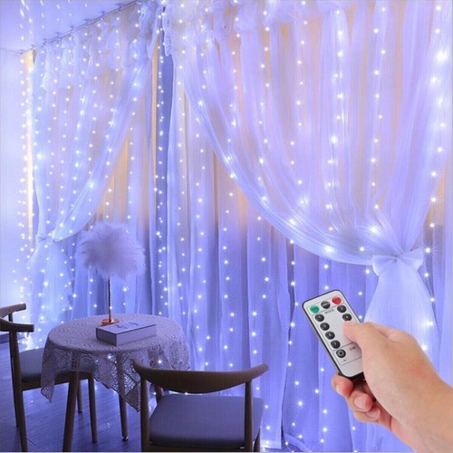 10FT x 10FT 300LED Curtain Lights String Fairy Lamp 8 Modes Lighting Remote RGB - Picture 19 of 19