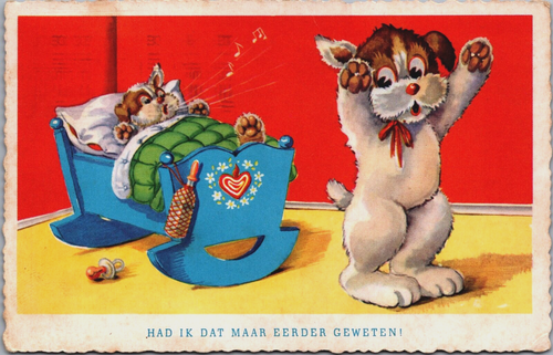 Anthropomorphic Dogs Comic Sleeping, Comic Vintage Postcard B192 - Picture 1 of 2