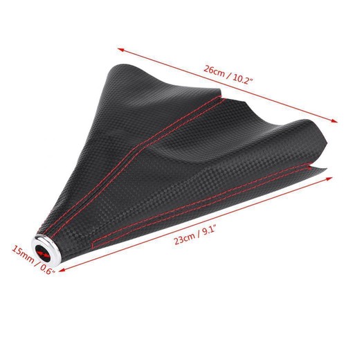 Black PVC Leather/ Red Stitch Manual/Auto Gear Shift Knob Shifter Boot Cover - Bild 4 von 6
