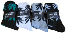 Men's Leaf Weed Marijuana Crew Cotton Long Sports Socks Size 10-13