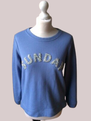 Oasis Sunday Embellished Sweatshirt Blue UK medium LN100 NN 03