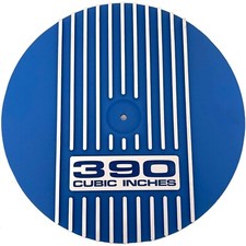 Ford Fe 390 - 13 Round Blue Air Cleaner Kit - Engraved Blue Logo - Ansen Usa