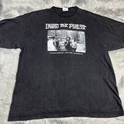 Vintage Burn The Priest Scorched Earth Policy Black T Shirt - Picture 1 of 15