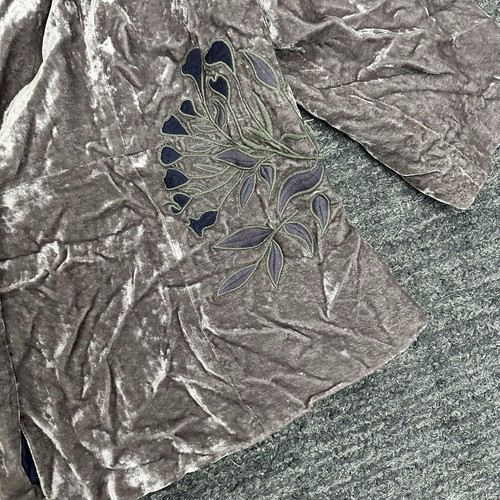 J JIll Jacket Women 20W Plus Purple Velvet Embroidered Floral Blazer Boho Fairy - Picture 3 of 10