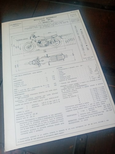 BENELLI 500 QUATTRO LS MOTOBI Original Approval Card 1979 ASI FMI DIAGRAM - Picture 2 of 6