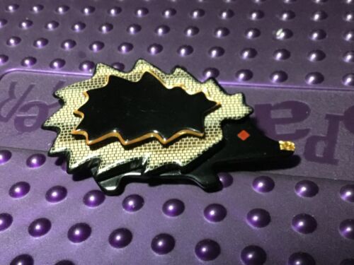 Broche Vintage Léa Stein - Perroquet Marbré Noir - Années 68-80 - Celluloïd Wolmark - Occasion Très Bon état