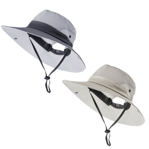 Women's Summer Sun Hat Boonie Bucket Ponytail Wide Brim Travel Cap UV Protection - Picture 24 of 24
