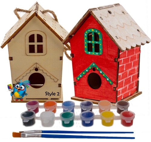 DIY Birdhouse Homemade Wooden - Build Your Own Bird House w/ Easy Painting Kit - Picture 16 of 25