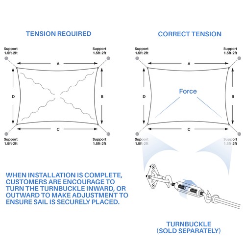 15ft Shade Sail Rectangle Gray Sun Canopy Cover with Steel Wire Garden Outdoor - Picture 4 of 9