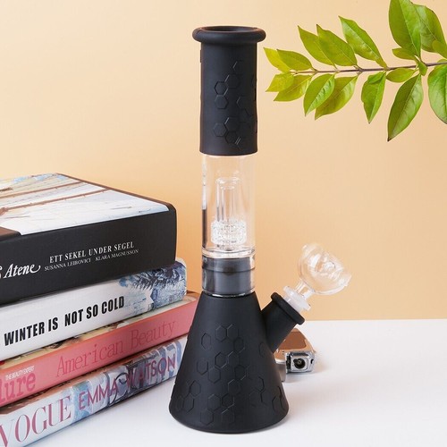 12" Heavy Duty Glass Bong Silicone Water Smoking Pipe Beaker 60 Screen 14MM Bowl - Picture 3 of 11