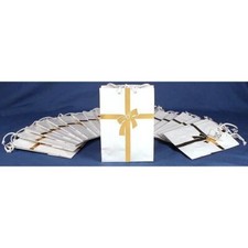 20 White with Gold Ribbon Gift Bags 4 3/4"