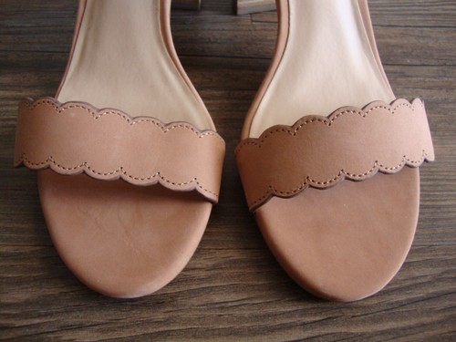 Dune London Indee Tan / Blush Nubuck Suede Scallop Block Heel Sandals UK 6 BNIB - Picture 4 of 9