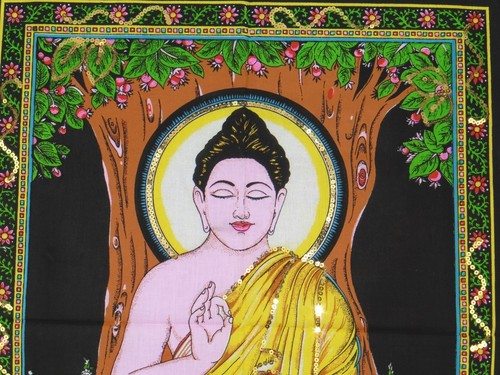 * Indian Hindu Buddhist Buddha Sequined Wall Hanging * Fair Trade * 56 x 72 cm - Picture 2 of 4