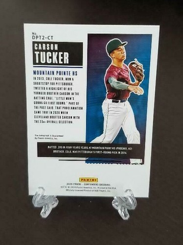 2020 Panini Contenders Carson Tucker Draft Ticket Autographed Card 69/99 Indians - Foto 2 di 2