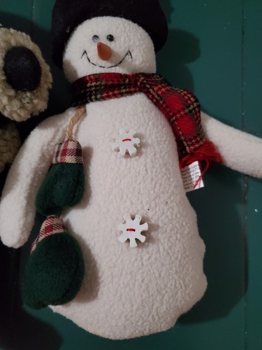 Snowman Plush Standing 12" Tall 4" Width Santa Sitting 13" Tall 2 Pack Christmas - Picture 2 of 9