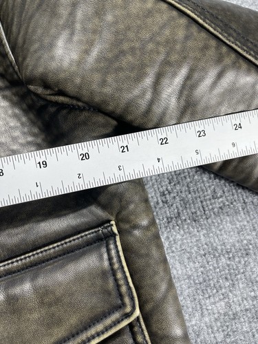 Zara Woman Brown Leather Jacket Full Zip Size 13-14 Fur Long Sleeves - Picture 10 of 13