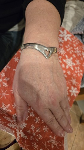 Vintage Taxco TE-26 Mexiko Sterlingsilber Armreif Armband mit Herz Mitte - Bild 3 von 9