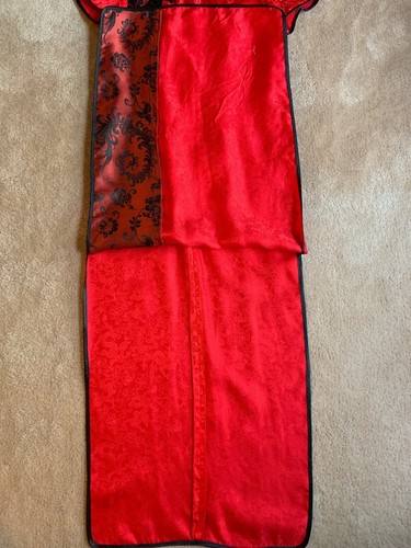 CHINESE STYLE DRESSES (2) ONE RED LONG W/SLIT SIDES SZ M & ONE BLACK SHORT SZ 7 - Picture 8 of 12