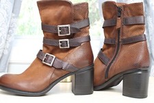 Miz Mooz -  Leather Buckle Mid Boots - July - Brown - Eu 41 Us 9.5 - 10