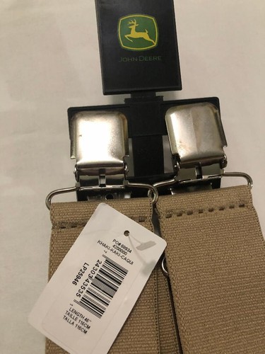 John Deere Suspenders Beige Khaki 2'' Logger Belt Adjustable Elastic 46'' X Back - Picture 4 of 5
