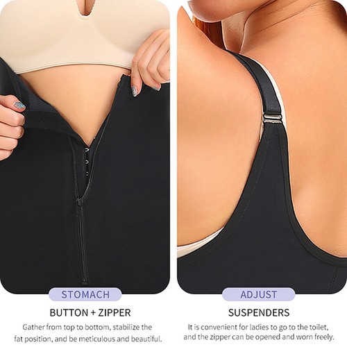 Abdomen Reducing Girdle Waist Trainer Bodysuit Open Crotch Full Body Shapewear - Picture 7 of 18