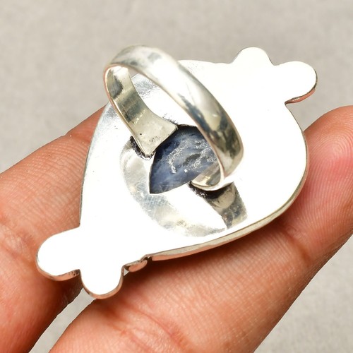 Sodalite Gemstone Handmade 925 Sterling Silver Jewelry Ring Size 9 - Picture 4 of 8
