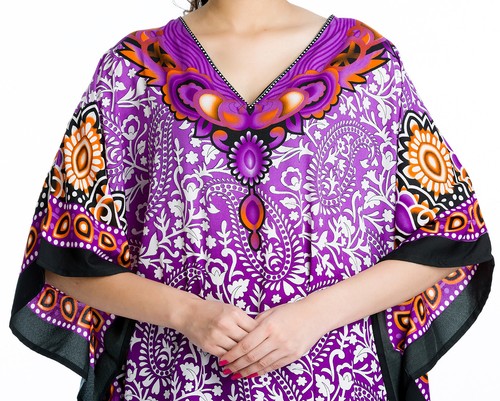 Women Plus Size Loose Kaftan Tunic Dress Hippy Kimono Sleeve Caftan Tunic Tops - Picture 480 of 809