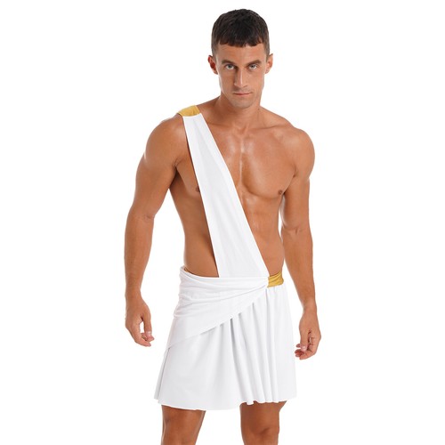 Men's Sexy Toga Costumes One Shoulder Ancient Greek Halloween Cosplay Outfits - Picture 48 of 75