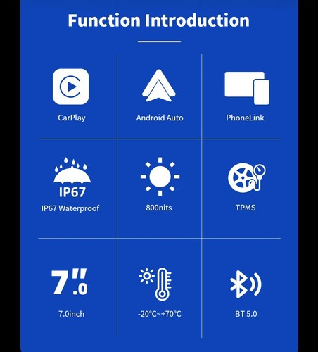 Navegador GPS inalámbrico CarPlay Android automático doble cámara DVR TPMS para motocicleta IPS de 7′′ - Imagen 3 de 19