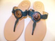 Jack Rogers NWT Dark Green Leather Flip Flop Style Sandals Brand New Size 8M