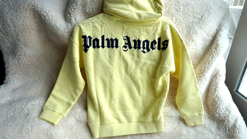 Palm Angels Pullover- Classic Over Logo Hoddie Yellow Navy Blu - Size 8 - NWT - Picture 6 of 9