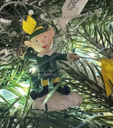 2003 Elfe mit Flaggen Hawthorne Village Rudolph Rentier Weihnachtsschmuck, Vintage