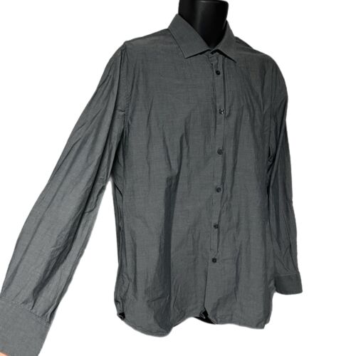 Camicia John Varvatos USA grigia con bottoni 17 34/35 L XL vestibilità regolare - Foto 2 di 10