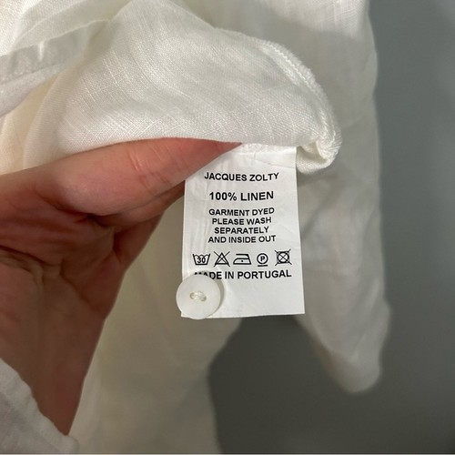 Jacques Zolty 100 % Leinen weiß Knopfleiste Maxi-Shirt Kleid - Bild 7 von 8
