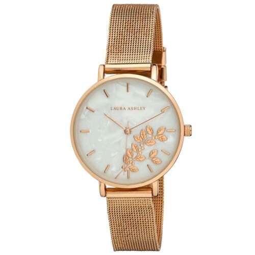 Reloj Laura Ashley para mujer 34 mm grabado con estampado floral correa de malla - Imagen 7 de 7