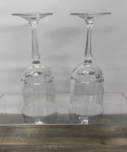 Mikasa Stephanie Crystal Water Goblets 7 5/8” Paneled Bowl Faceted Stem Set/2 - Picture 6 of 7