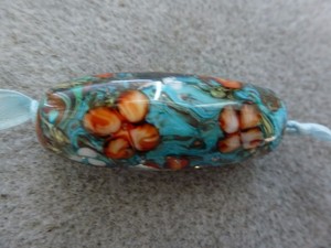 Beautiful-Large-Artisan-Handmade-Floral-Design-Lampwork-Pendant-Bead-17-x-42-mm