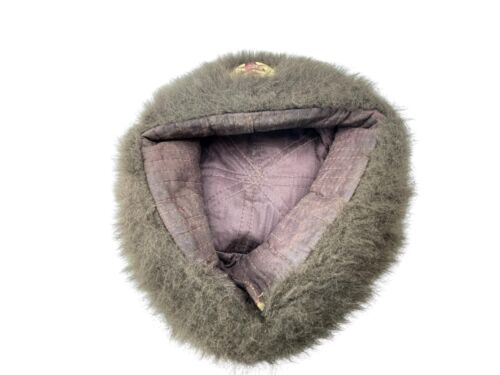Vintage Russian Soviet Army soldier Ushanka winter Hat Trapper hunter Ear Flaps - Picture 3 of 3