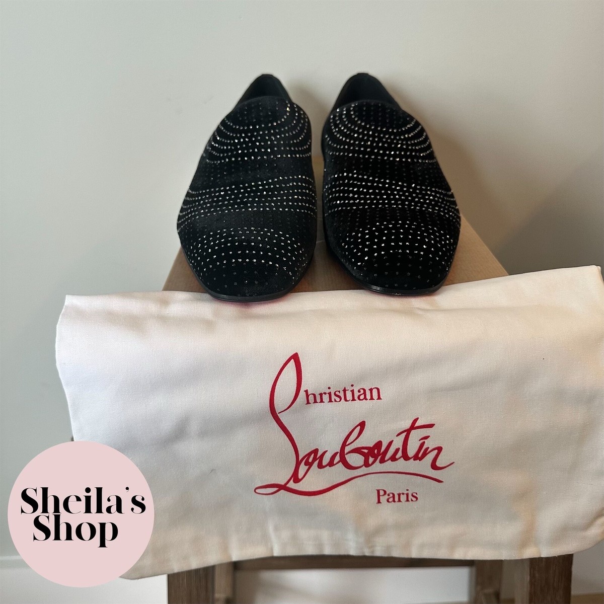 Christian Louboutin Mens Dandy Chick Black Silver Shoe Velvet Loafer Shoe Christian Louboutin Dandydeco Men Shoes | Color Black  main image 2