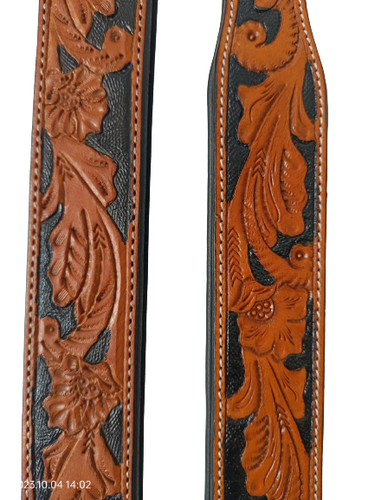 Shwaan Leather Dog Tooled Collar Padded Florals Size M 13"-17" Christmas Day - Picture 3 of 6