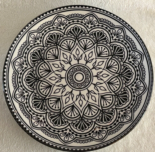 Royal Norfolk Black & White 10 1/2” Dinner plates Whimsical Art Deco Set/2 EXC! - Bild 1 von 9