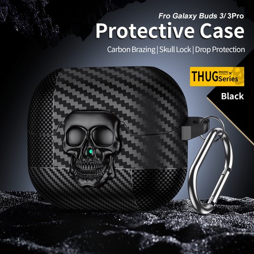 Für Samsung Galaxy Buds 3/3Pro Kohlefaser Ganzkörper Stoßfest Skull Lock Hülle - Bild 19 von 25