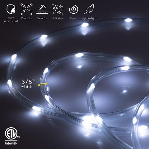 8-Mode LED Rope Light Outdoor Waterproof Lighting 10' 20' 25' 50' 100' 150' ft - Picture 19 of 65