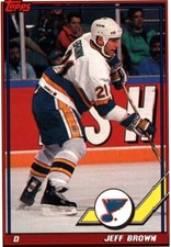 Jeff Brown D Blues Topps Ice Hockey Card No 222 1991