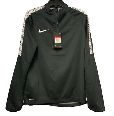 Nike Boy/'s Shield Squad Training Drill Futbol Soccer 1//4 Zip Top Black White NWT