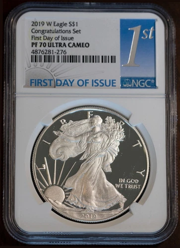 1st Day 2019-W $1 Silver American Eagle PF70UCAM NGC # 4876281-276 + Bonus