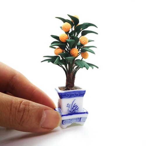 Miniatur Orangenbaum Früchte Topfpflanzen Blumen Garten Maßstab 1:12 # - Bild 2 von 14