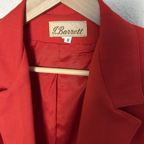Vintage 1980's J Barrett Women's Skirt Suit Red Size 8 Freshly Dry Cleaned - Picture 2 of 6